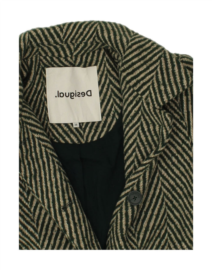 DESIGUAL Womens Overcoat EU 38 Medium Grey Herringbone Wool Vintage Desigual and Second-Hand Desigual from Messina Hembry 
