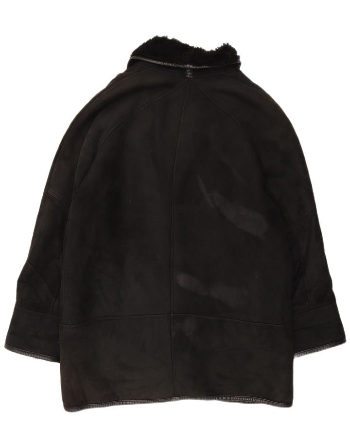 CARLA BUTI Womens Oversized Shearling Coat IT 44 Medium Black Shearling