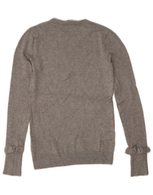 Zara Womens Crew Neck Jumper Sweater UK 10 Small Grey Viscose