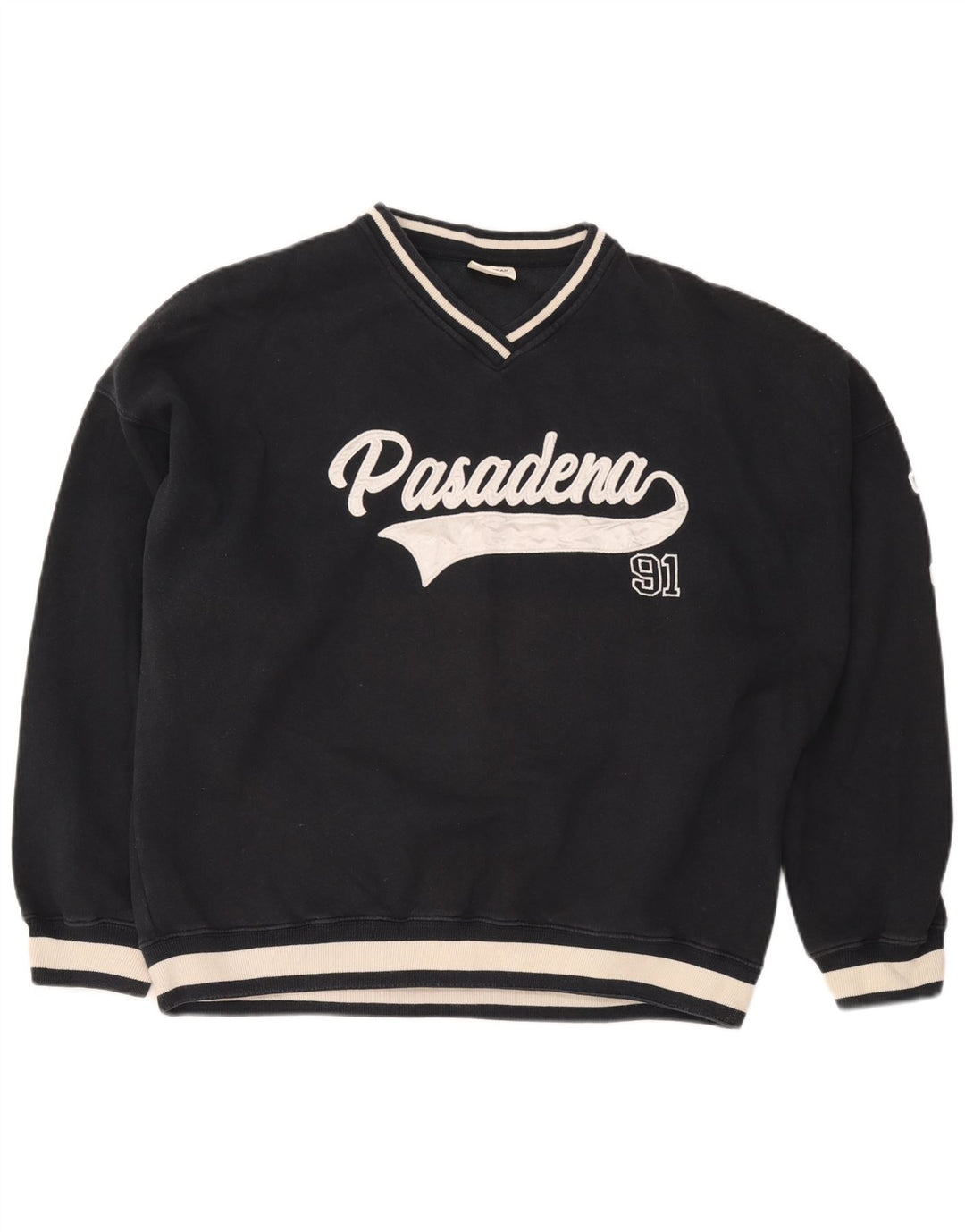 Pull & Bear Mens Pasadena Sweatshirt Jumper Large Navy Blue Colourblock