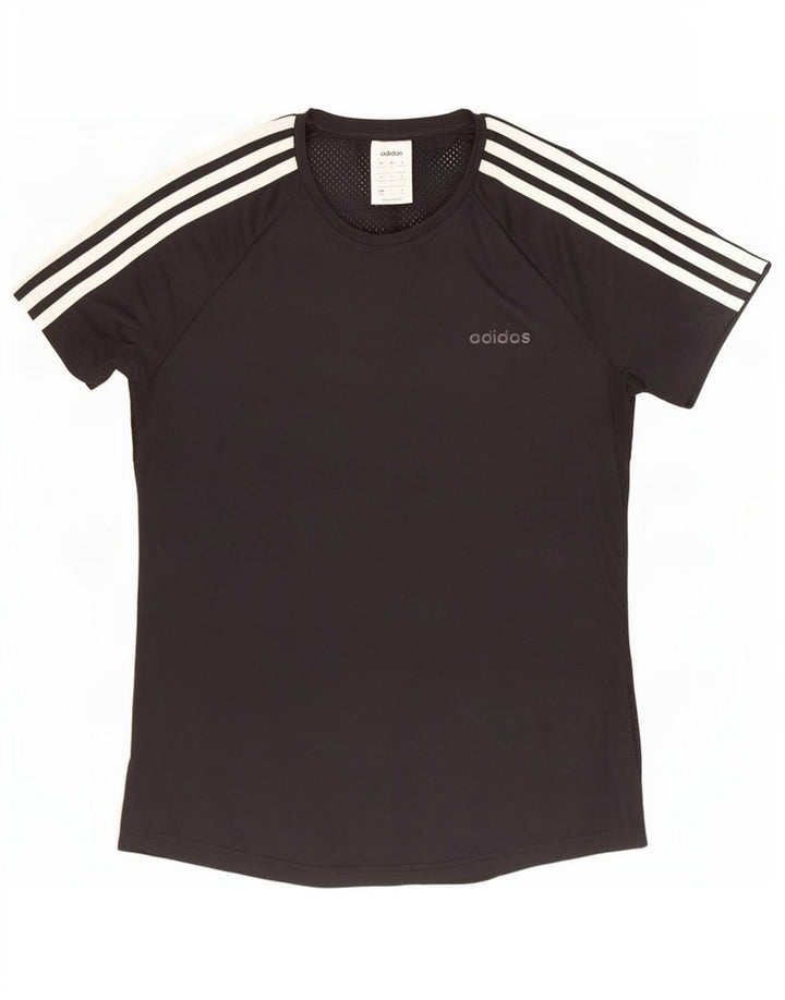 Adidas Dame Climalite T-Shirt Top UK 12/14 Medium Sort Polyester