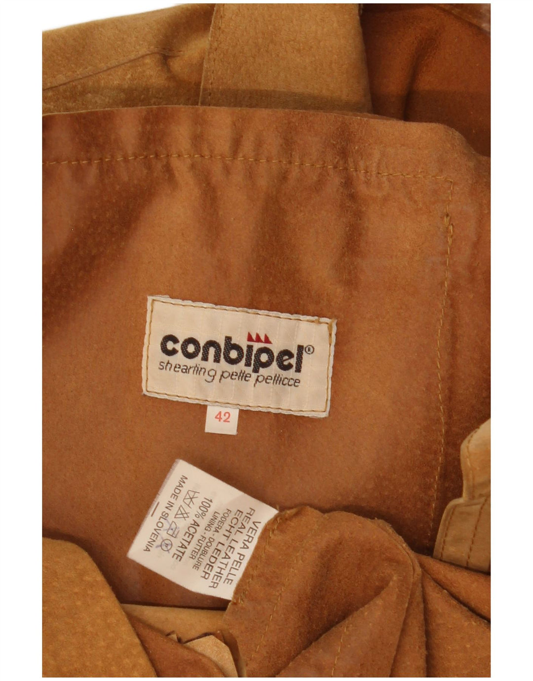 Conbipel Womens Suede Jacket IT 42 Medium Brown Leather