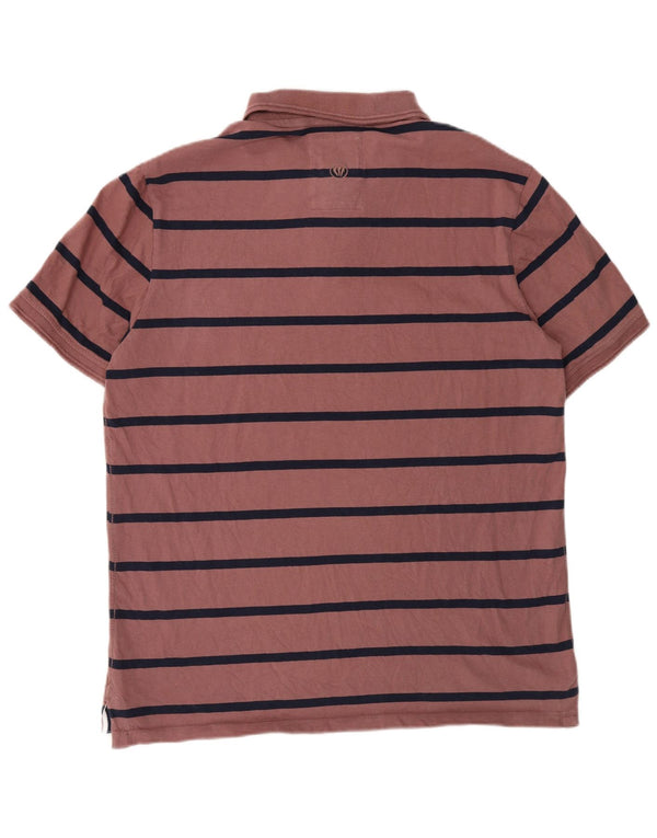 Fat Face Mens Polo Shirt Large Burgundy Striped