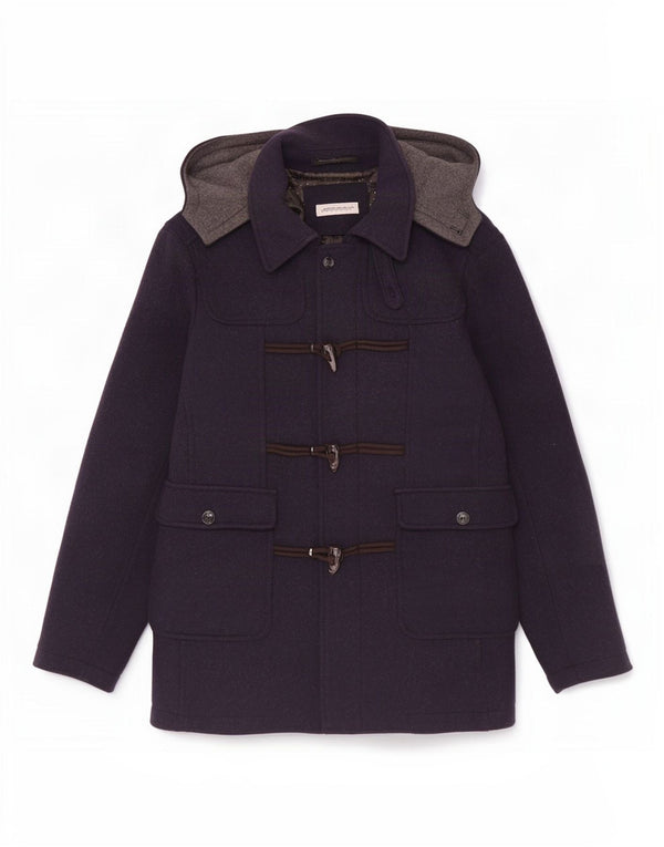 Lorenzo Brunelli Mens Hooded Duffle Coat UK 38 Medium Navy Blue Cotton