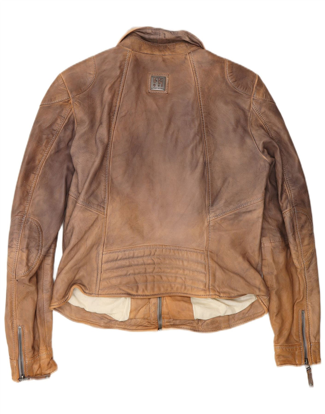 Giacca da motociclista in pelle da donna Freaky Nation UK 14 Marrone medio