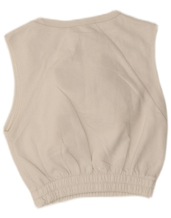 Zara Womens Crop Sleeveless Sweatshirt Jumper UK 10 Small White Cotton