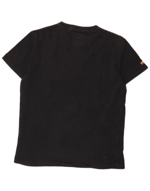 Superdry Damen Grafik-T-Shirt-Oberteil UK 16 Large Schwarz Baumwolle