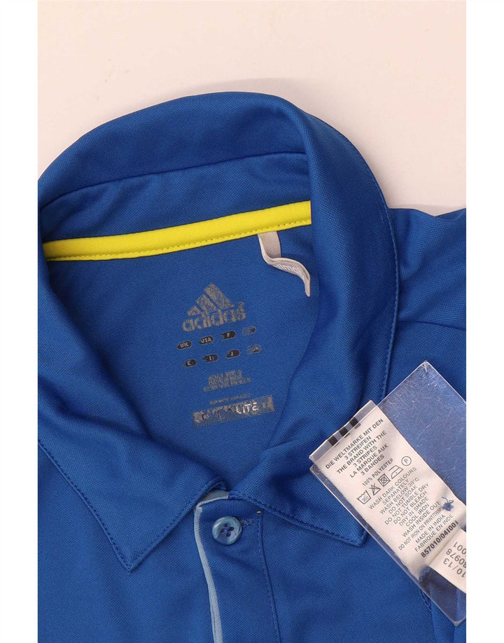 Polo Adidas Climalite da uomo piccola in poliestere blu