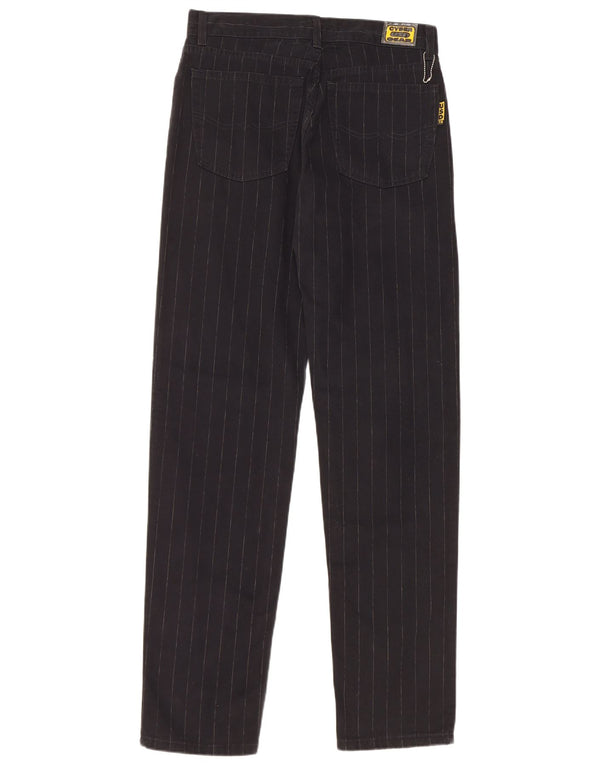 Calça casual cônica masculina vintage W33 L33 algodão listrado preto
