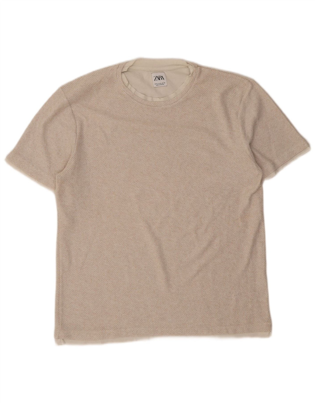 Zara Mens T-Shirt Top XL Beige
