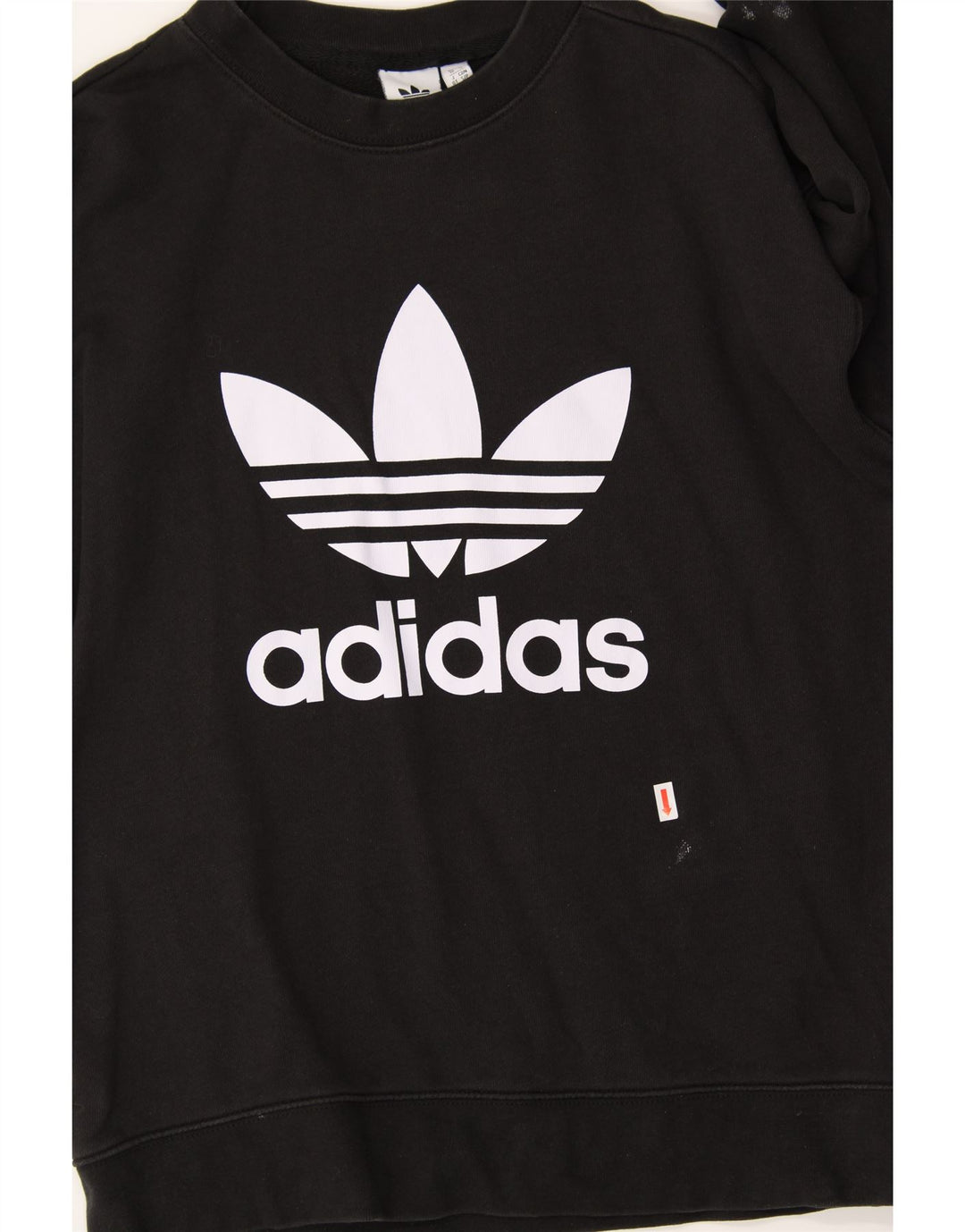 ADIDAS Womens Oversized Graphic Sweatshirt Jumper UK 10 Small  Black Vintage Adidas and Second-Hand Adidas from Messina Hembry 