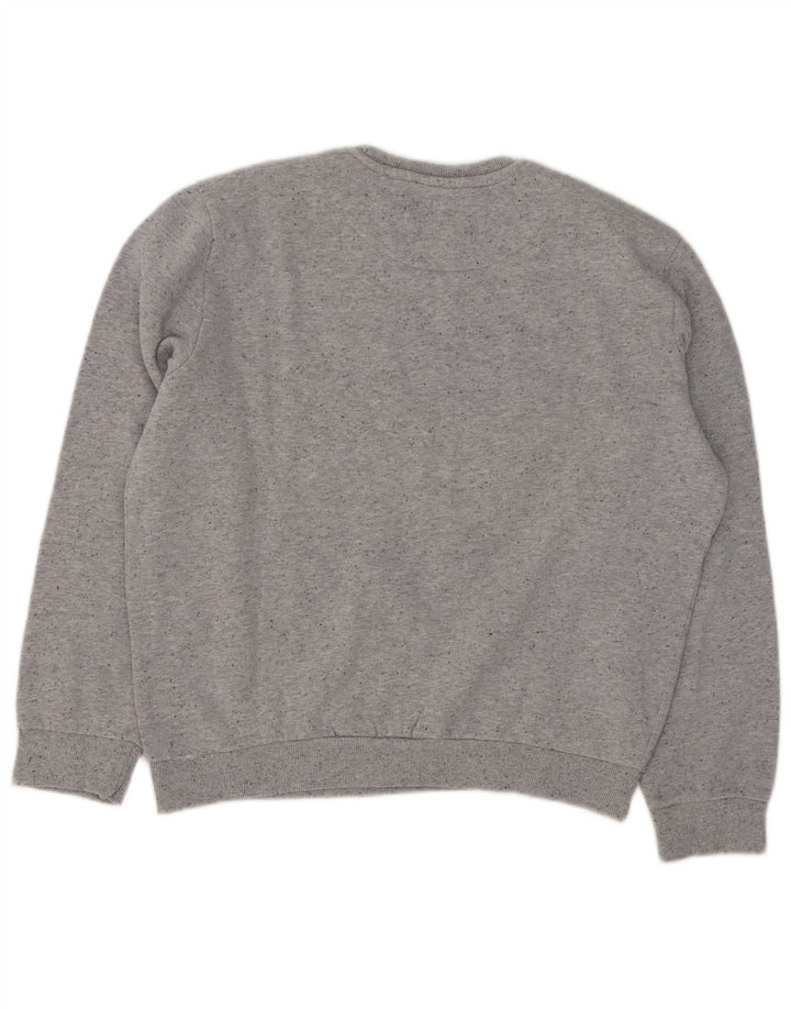GAS Mens Graphic Sweatshirt Jumper Large Grey Flecked Cotton