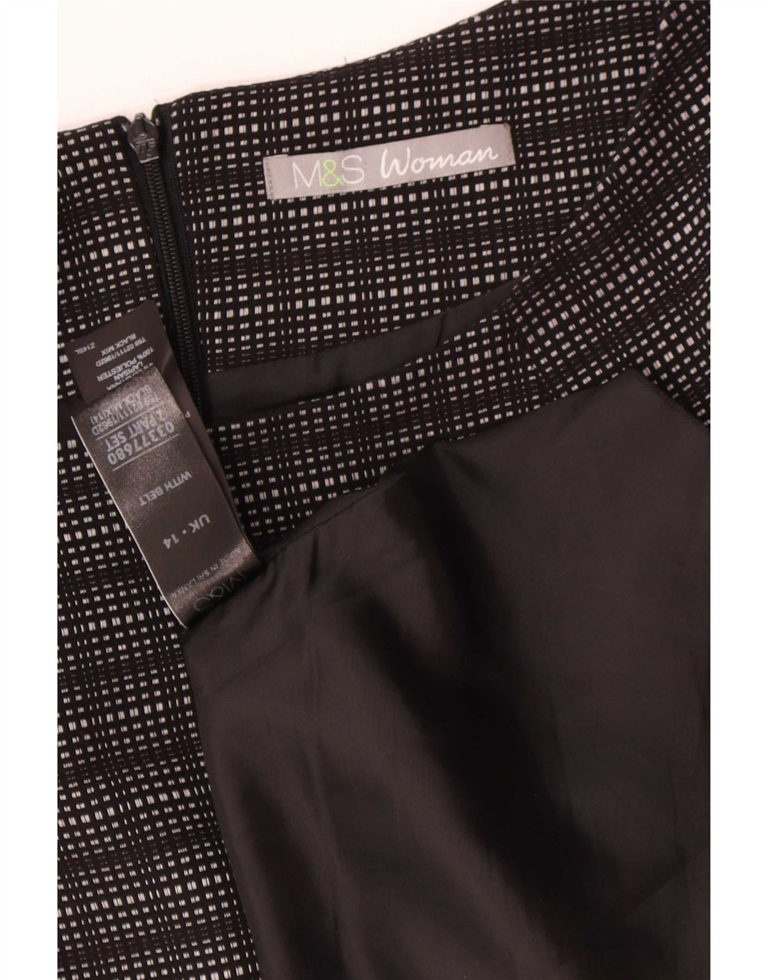 Marks & Spencer Kvinders Skede Kjole UK 14 Medium Sort Ternet polyester