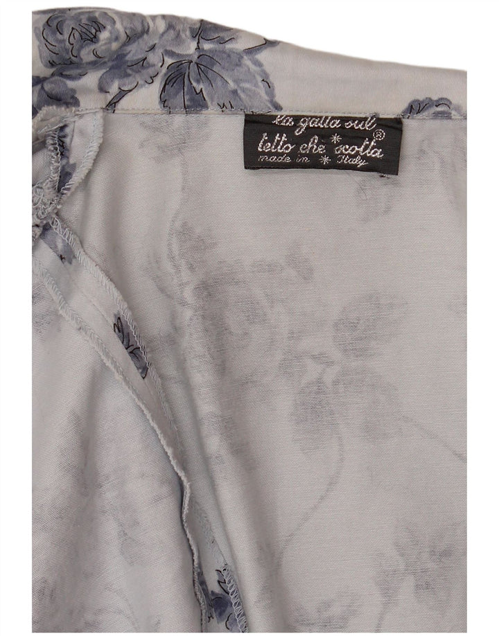 Vintage Womens 1 Button Bolero Jacket UK 14 Medium Blue Floral