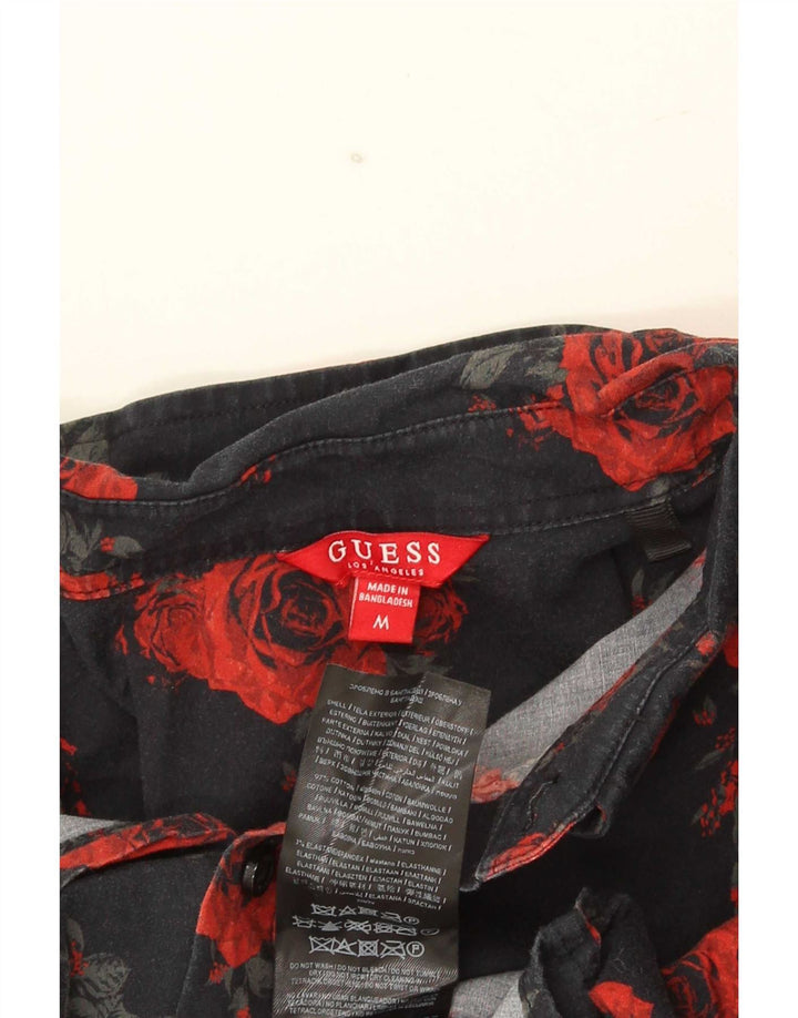 Guess Mens Shirt Medium Black Floral Cotton
