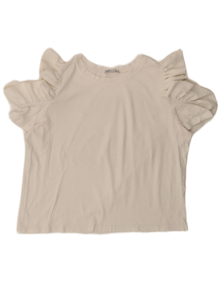 Zara Womens Crop Blouse Top UK 16 Large White