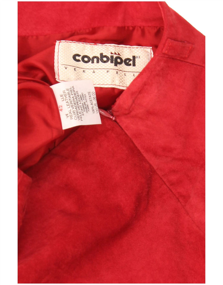 Conbipel Womens Suede Midi Skirt IT 42 Medium W28 Red Leather