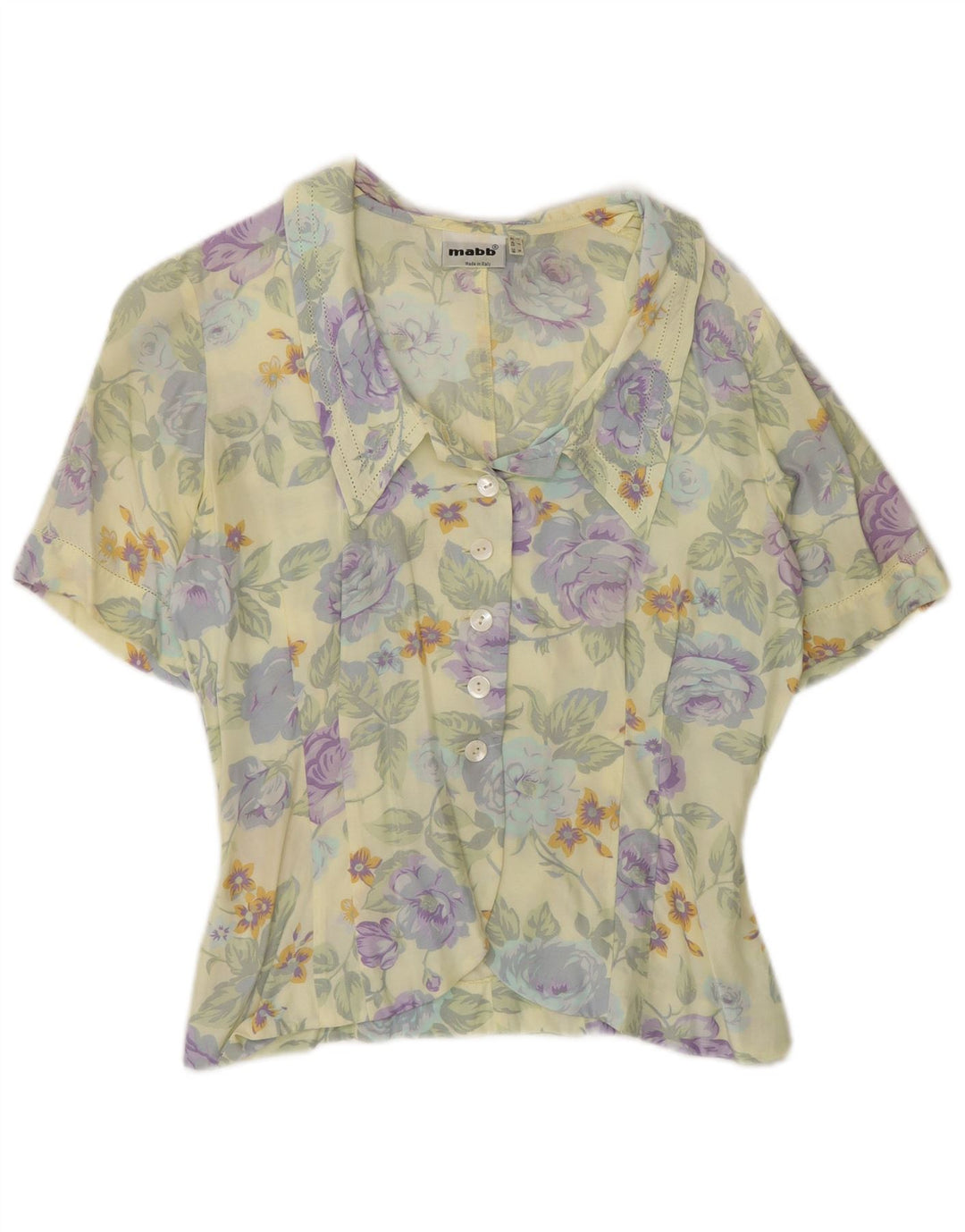 mabb Womens Short Sleeve Shirt Blouse UK 12 Medium Multicoloured Floral