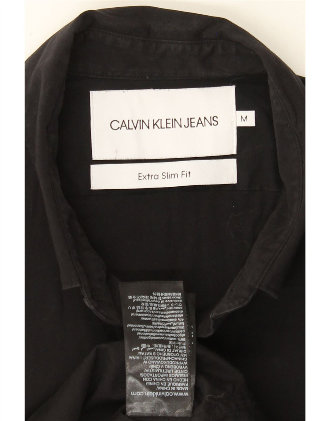 CALVIN KLEIN JEANS Mens Extra Slim Fit Shirt Medium Black Cotton Vintage Calvin Klein Jeans and Second-Hand Calvin Klein Jeans from Messina Hembry 