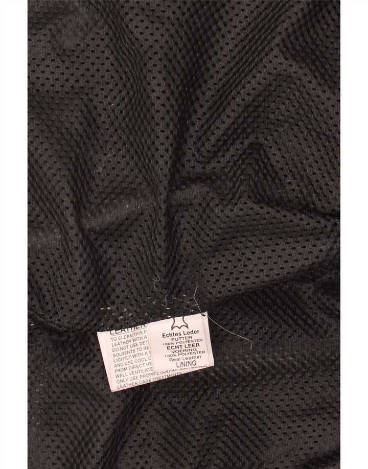 Jachetă pentru motociclist din piele vintage pentru bărbați UK 44 2XL Negru