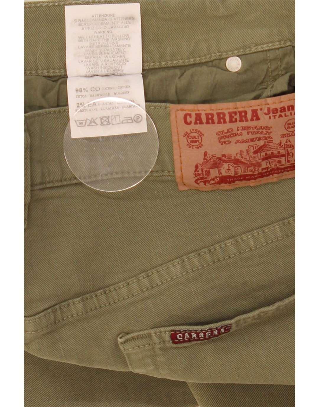 Carrera Mens Slim Jeans W34 L33 Green Cotton