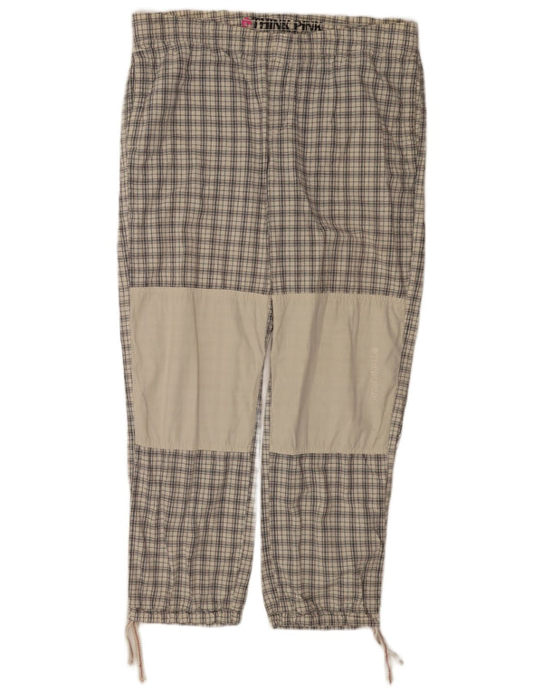 Think Pink Mens Joggers Trousers Large W36 L28 Grey Check