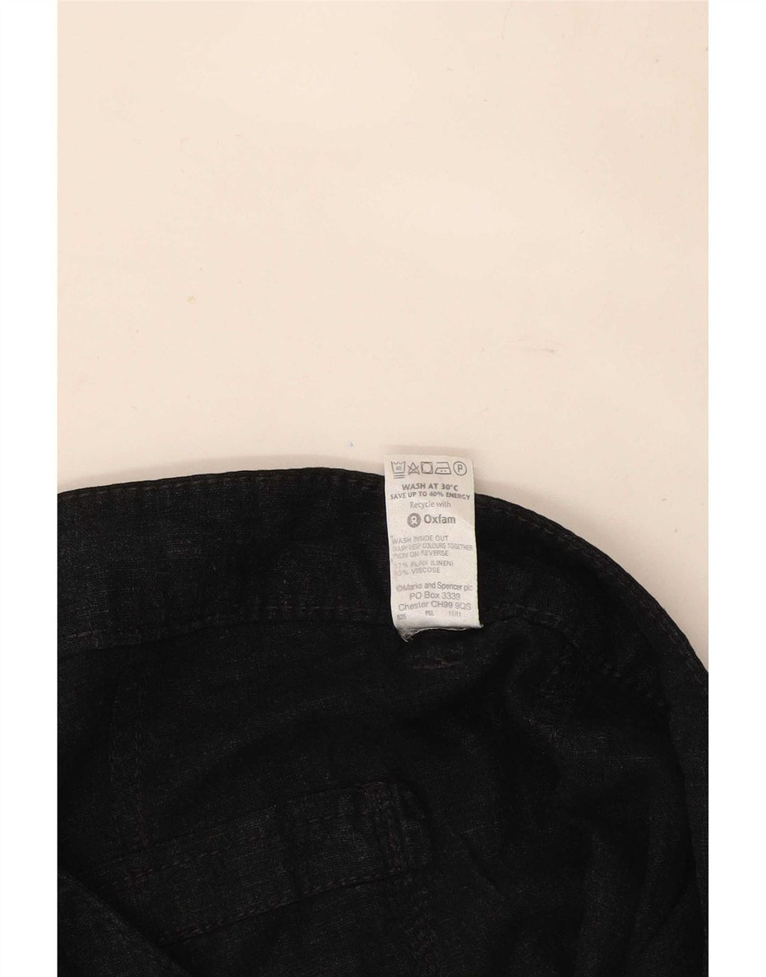 Marks & Spencer Womens Capri Trousers UK 12 Medium W32  Black Linen