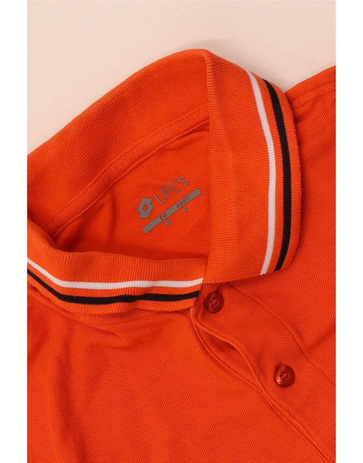 Lotto Mens Polo Shirt Medium Orange Striped