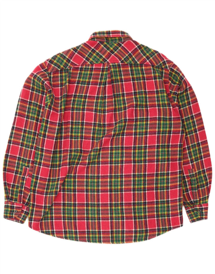 Camicia in flanella da uomo Azzurra, poliestere scozzese grande rosa
