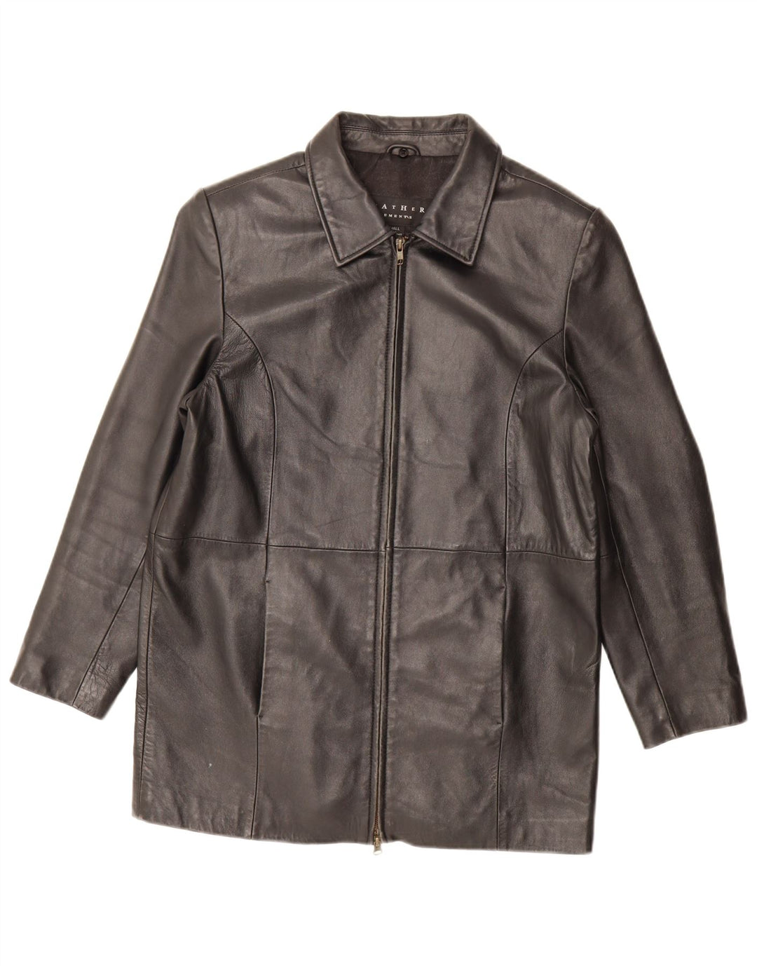 ELEMENTS Womens Leather Jacket UK 10 Small Black Leather Classic
