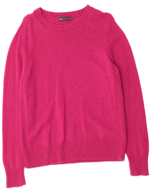 Maglione da donna Marks & Spencer con scollo a barca UK 14 Large Pink Lambswool