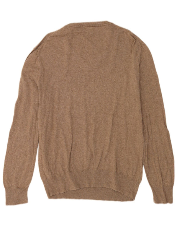 Gap Mens V-Neck Jumper Sweater Medium Beige Cotton