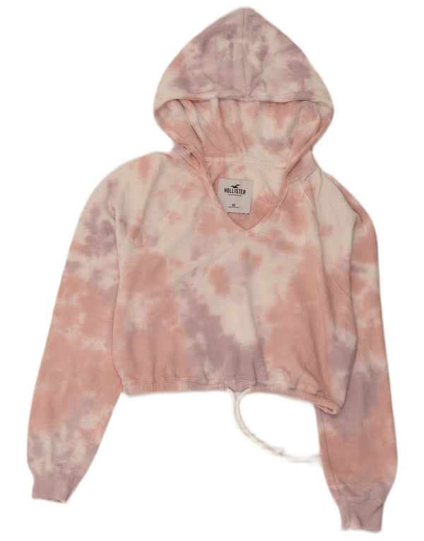 Hollister Womens Crop Oversized Hoodie Jumper UK 6 XS Multicoloured Tie Dye