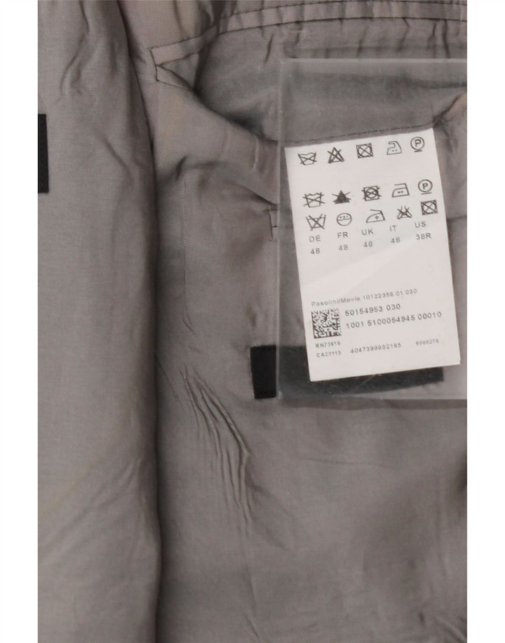 HUGO BOSS Mens 2 Button Blazer Jacket IT 48 Medium Grey Pinstripe Wool