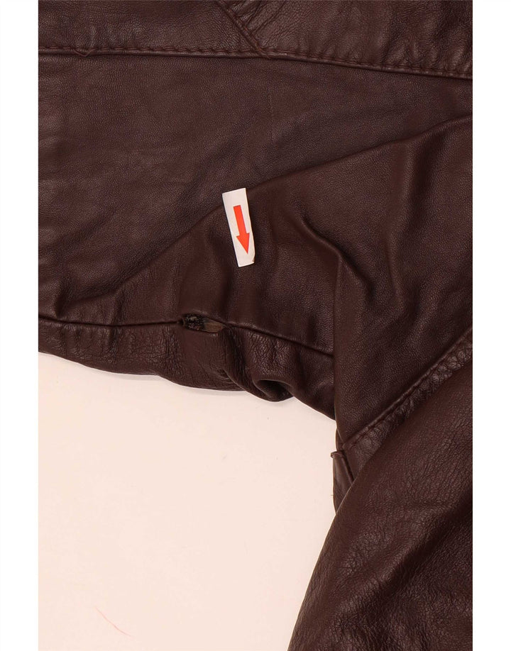 Vintage mujer chaqueta de cuero Reino Unido 14 marrón grande
