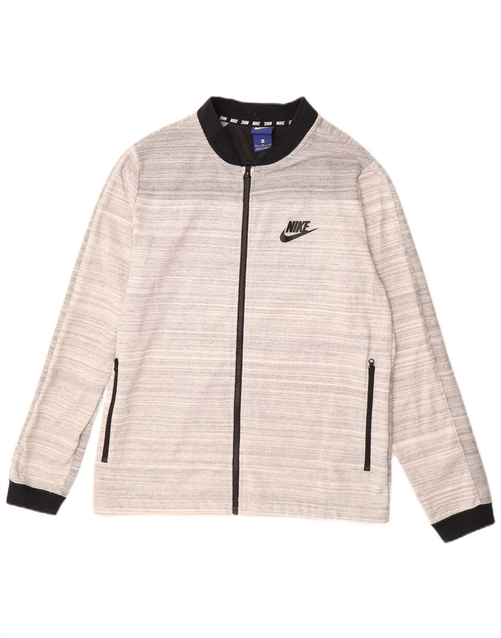 NIKE Mens Tracksuit Top Jacket Medium Grey Striped Cotton