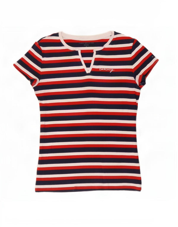 Tommy Hilfiger Camiseta para Mujer Top UK 12 Medium Azul Marino Rayas Algodón