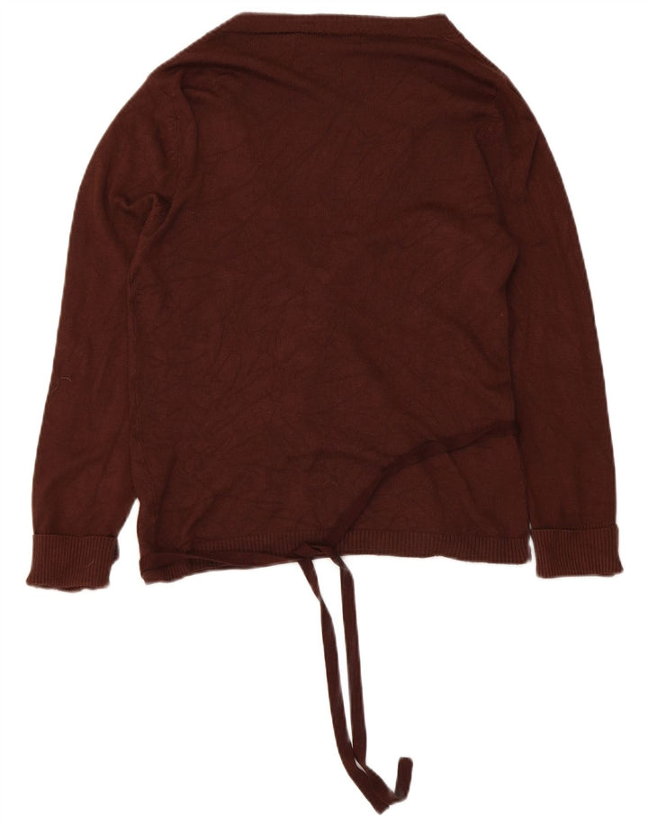 Zara Womens Wrap Cardigan Sweater UK 12 Medium Brown Rayon