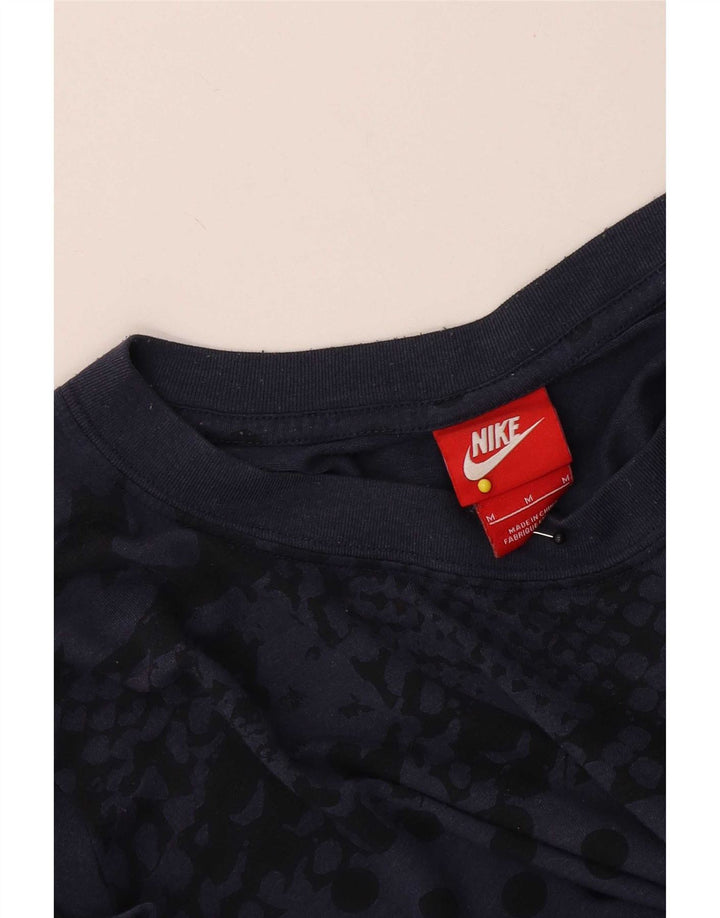 Nike Womens Abstract Pattern T-Shirt Top UK 14 Medium Navy Blue