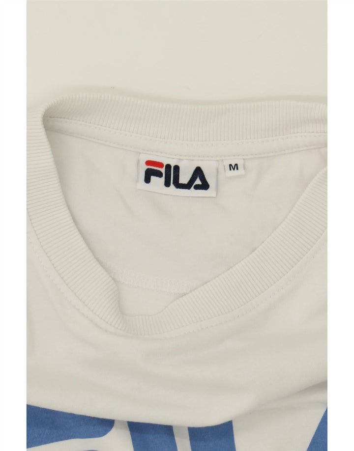 FILA Mens Graphic T-Shirt Top Medium White Cotton Vintage Fila and Second-Hand Fila from Messina Hembry 