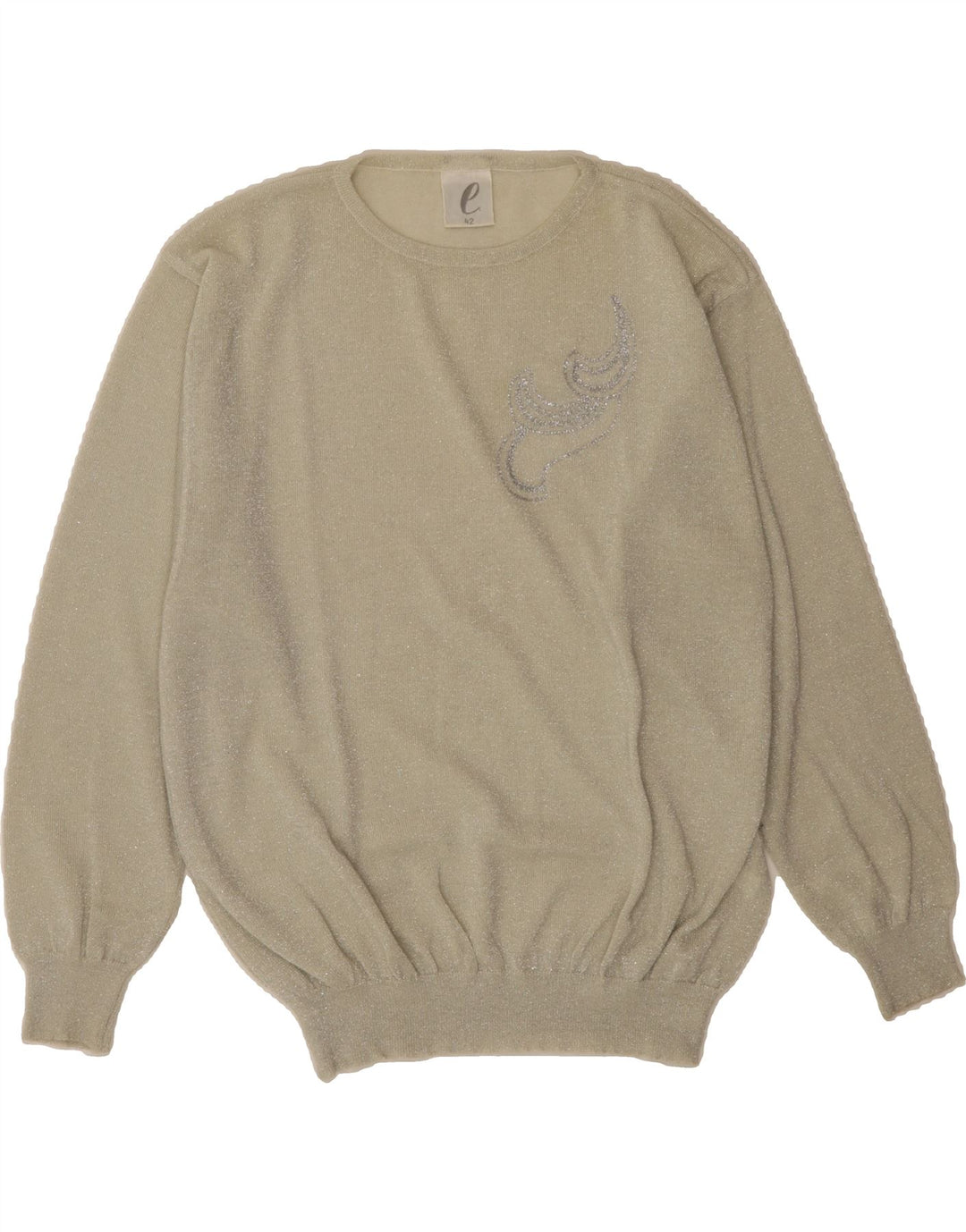 VINTAGE Womens Boat Neck Jumper Sweater IT 42 Medium Beige Vintage Vintage and Second-Hand Vintage from Messina Hembry 