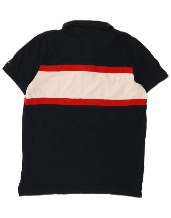 Męska koszulka polo Tommy Hilfiger Slim Fit, duża, granatowa, bawełniana w bloki kolorów
