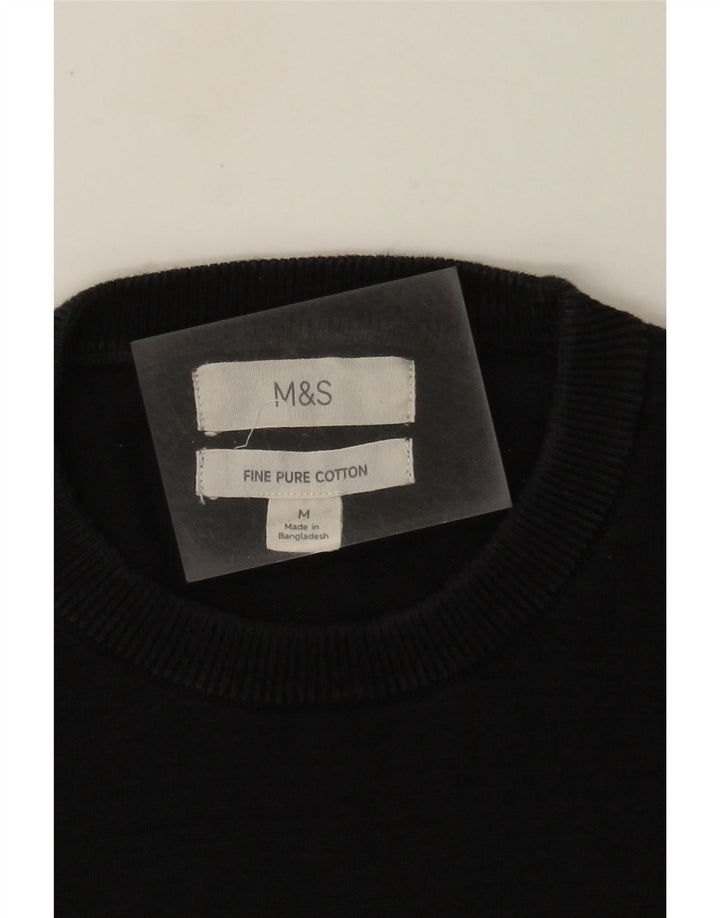Marks & Spencer Womens Crew Neck Jumper Sweater Medium Black Cotton