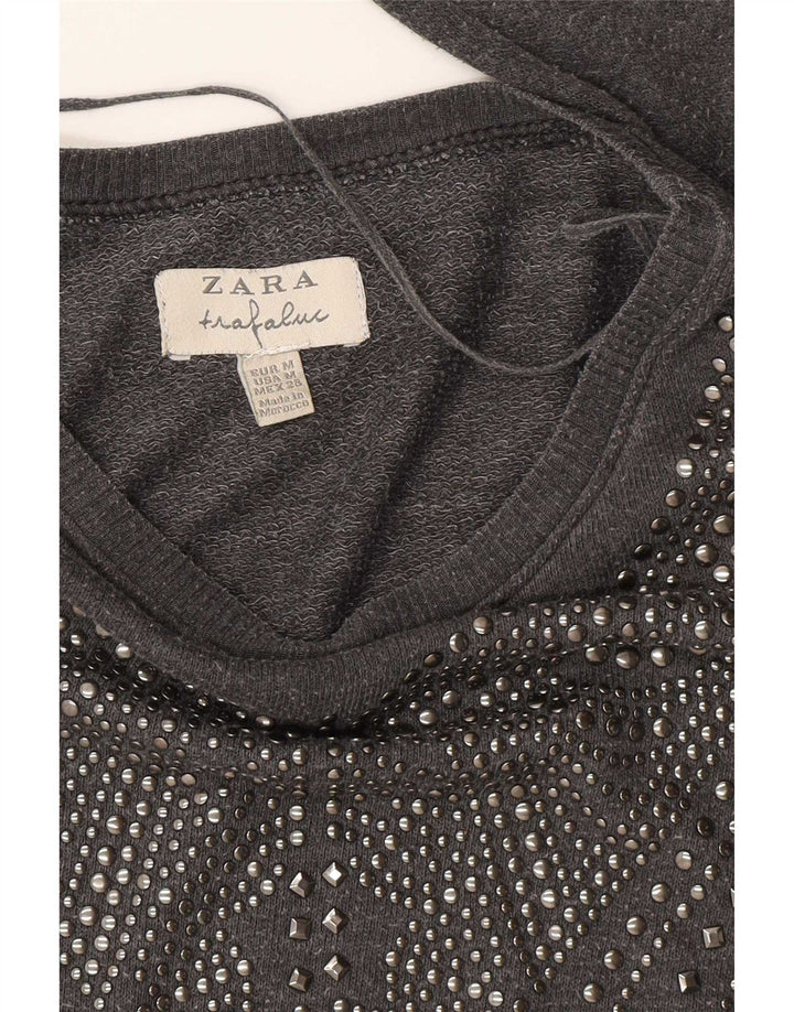 Zara Womens Trafaluc Sweatshirt Jumper UK 14 Medium Grey