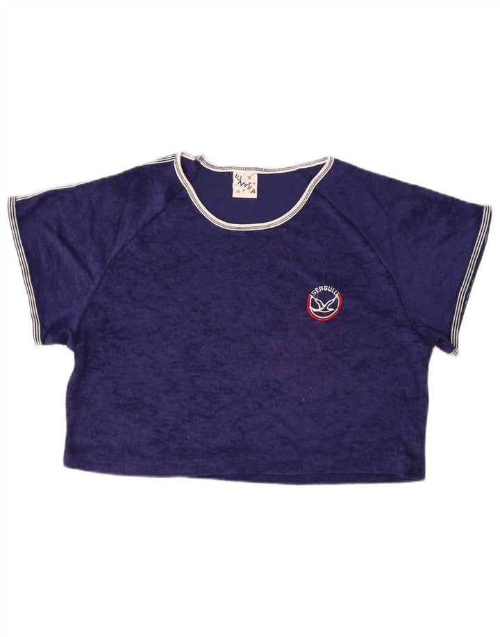 Blu Nauta Womens Crop Top IT 46 Large Blue Cotton