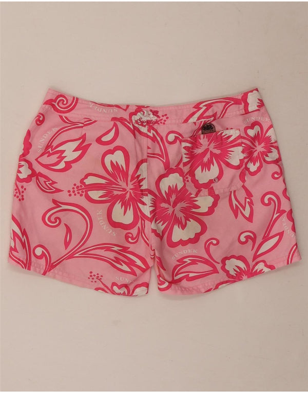 Sundek Mädchen-Badeshorts, 13–14 Jahre, W29, rosa Blumenmuster, Polyester