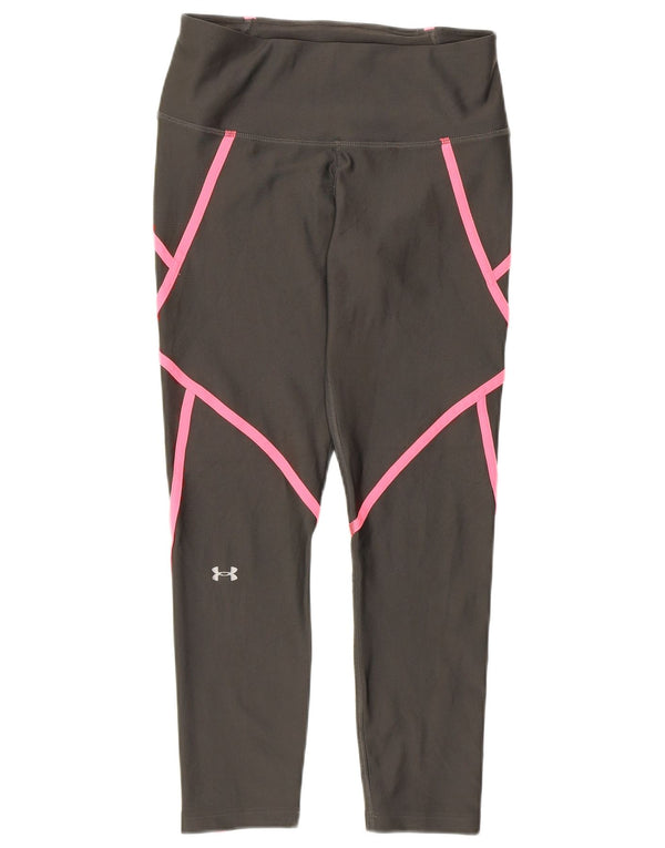 Under Armour Womens Heat Gear Capri Leggings UK 12 Medium Grey Colourblock
