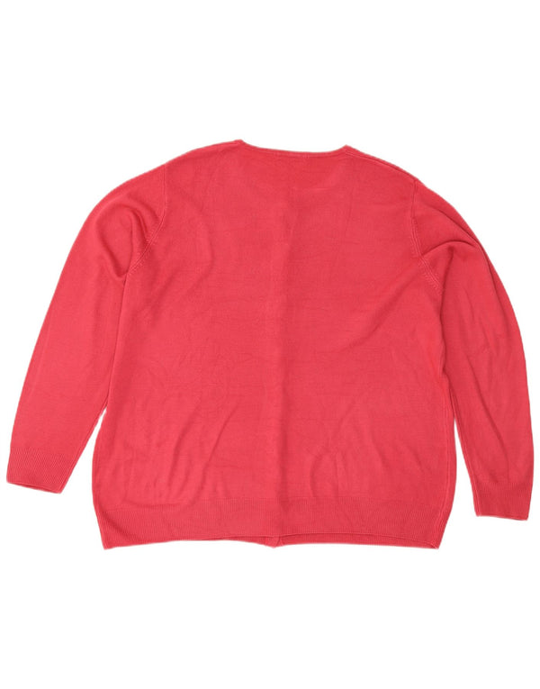 Marks & Spencer Damen Strickjacke Pullover UK 22 3XL Rosa Acryl
