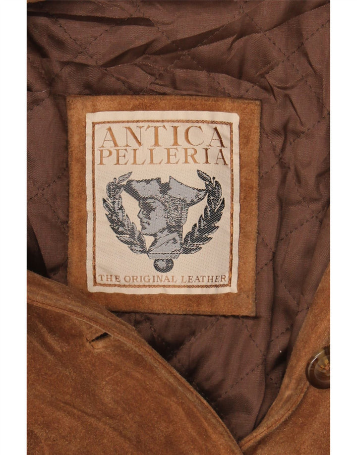 ANTICA PELLERIA Womens Suede Overcoat IT 44 Medium Brown Leather Vintage Antica Pelleria and Second-Hand Antica Pelleria from Messina Hembry 
