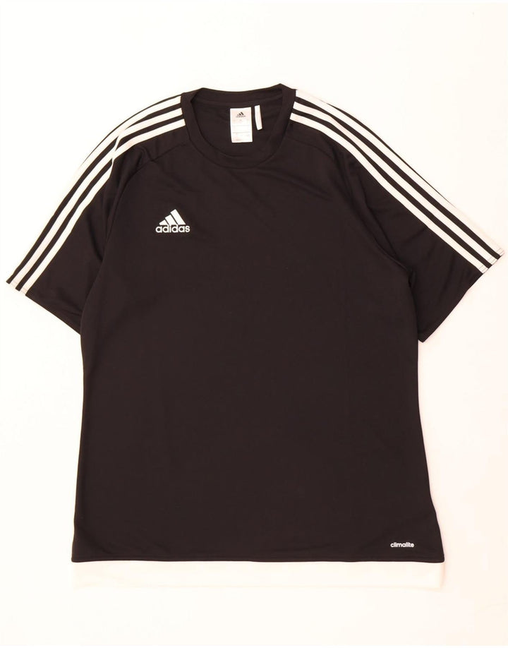 Adidas Mens Climalite T-Shirt Top Large Black Colourblock Polyester